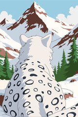 Rizki Kurniawan - A snow leopard sitting in the snow with mountains in the background