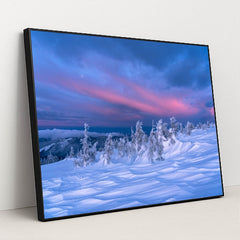 Snow Waves on the Ridge by Daniel Mirlea - Black Frame Stretchiez
