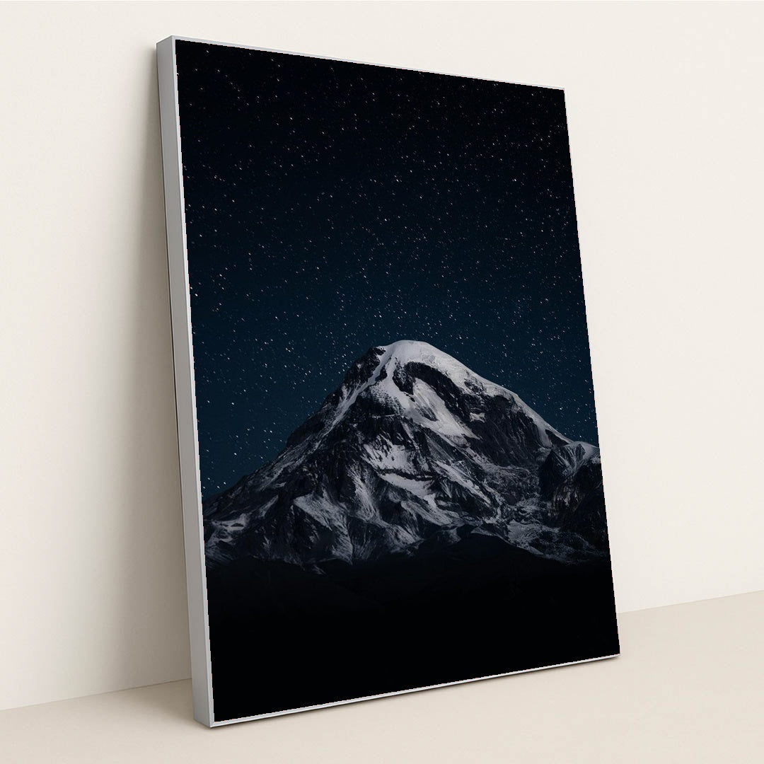 Snowy Peak by Maksim Samuilionak - Silver Frame Stretchiez