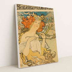 Soleil du Dimanche by Alphonse Mucha - White Frame Stretchiez