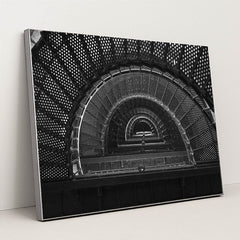 Elegant Black and White Spiral Staircase by Mark Stebnicki - Silver Frame Stretchiez