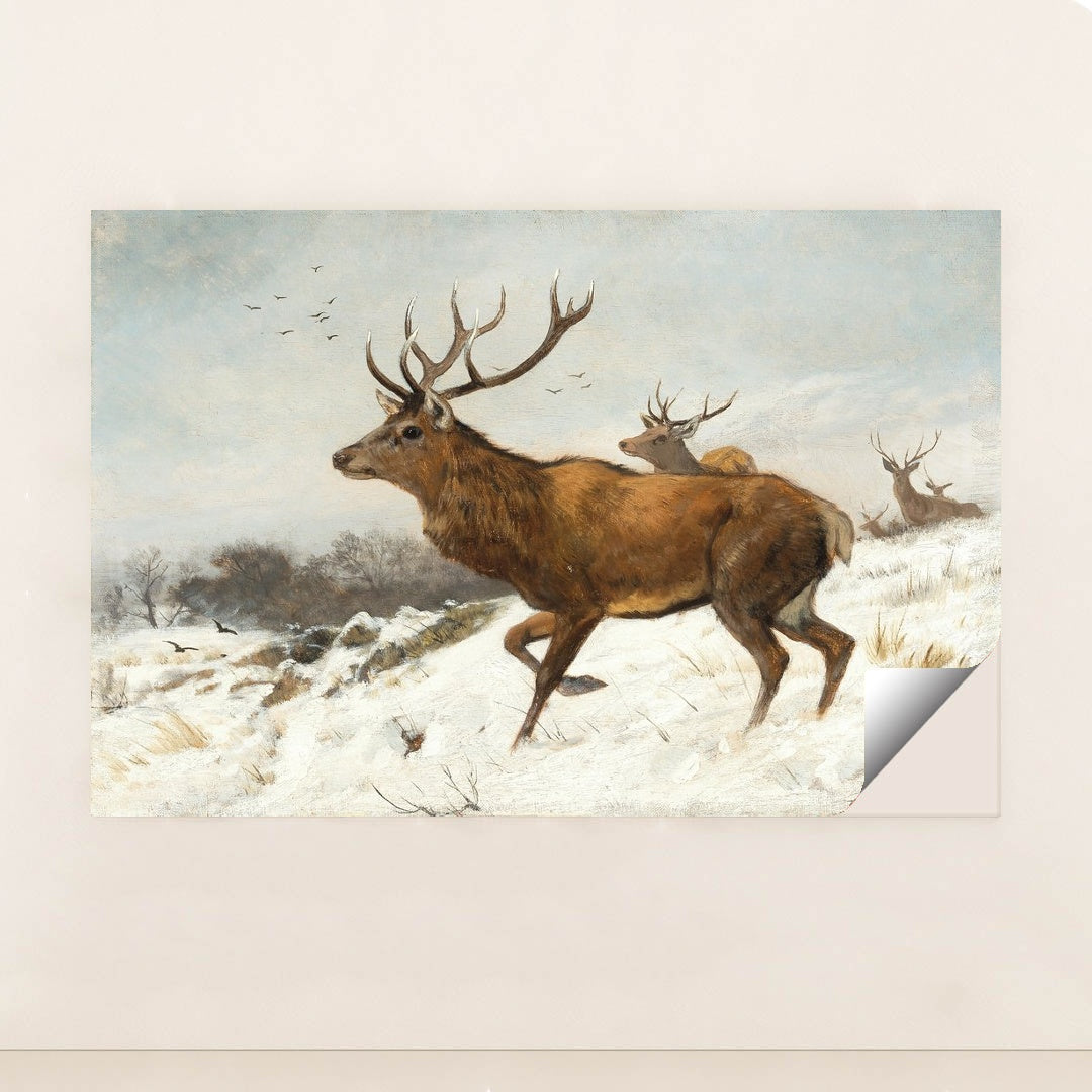 Stags in the Snow by Carl Friedrich Deiker - Peeliez