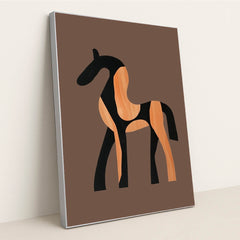 Standing Horse Walnut Sculpture by Wall Gusto™ - Silver Frame Stretchiez