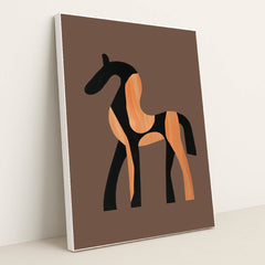 Standing Horse Walnut Sculpture by Wall Gusto™ - White Frame Stretchiez