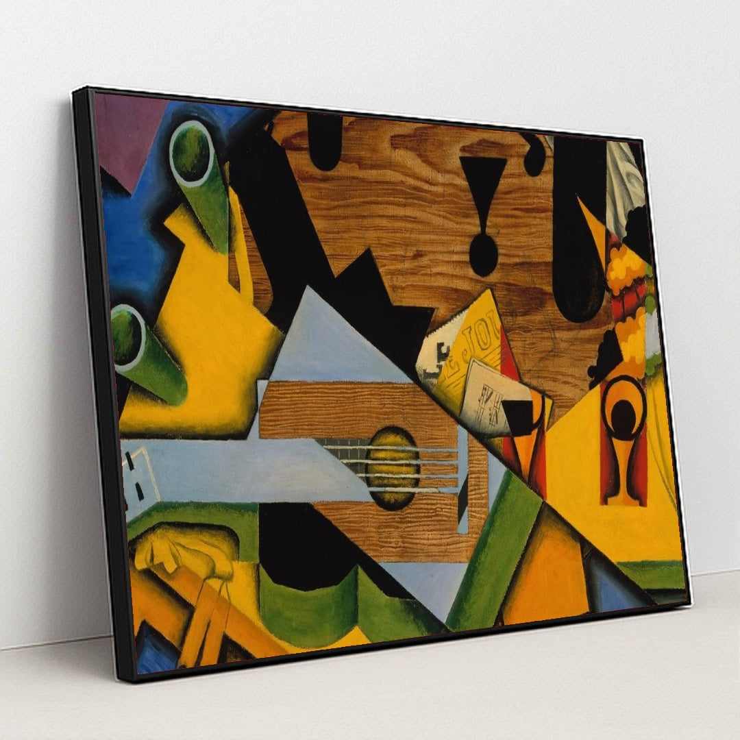 Still Life with a Guitar (1913) by Juan Gris - Black Frame Stretchiez