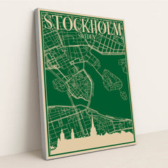 Blueprint of Stockholm's Urban Road Network by Anonymous - Silver Frame Stretchiez
