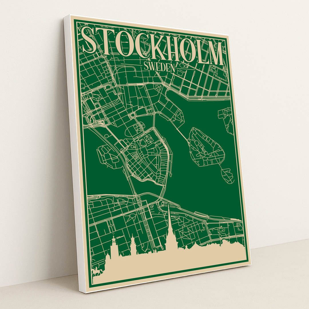 Blueprint of Stockholm's Urban Road Network by Anonymous - White Frame Stretchiez