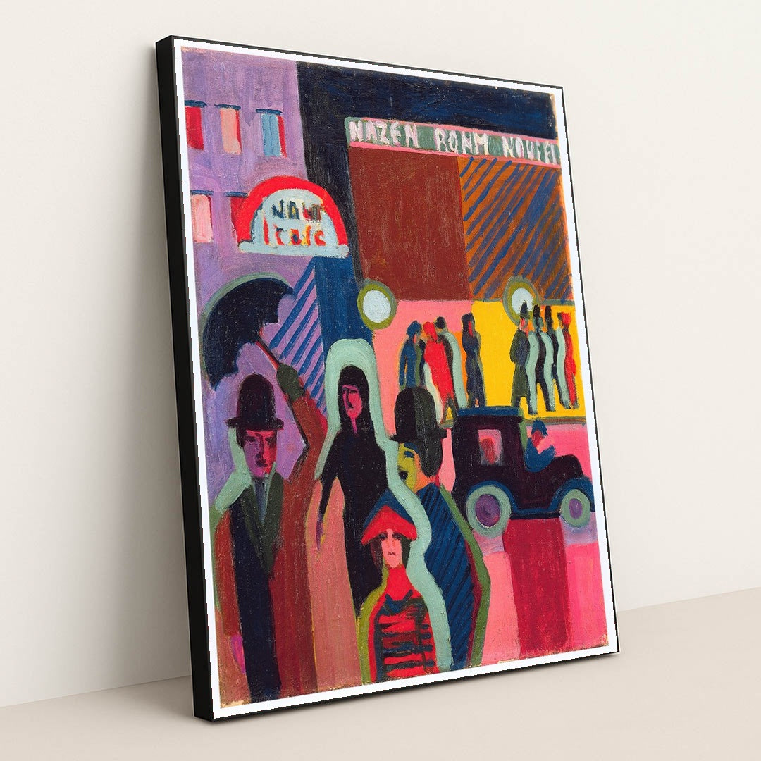Store in the rain (1927) by Ernst Ludwig Kirchner - Black Frame Stretchiez