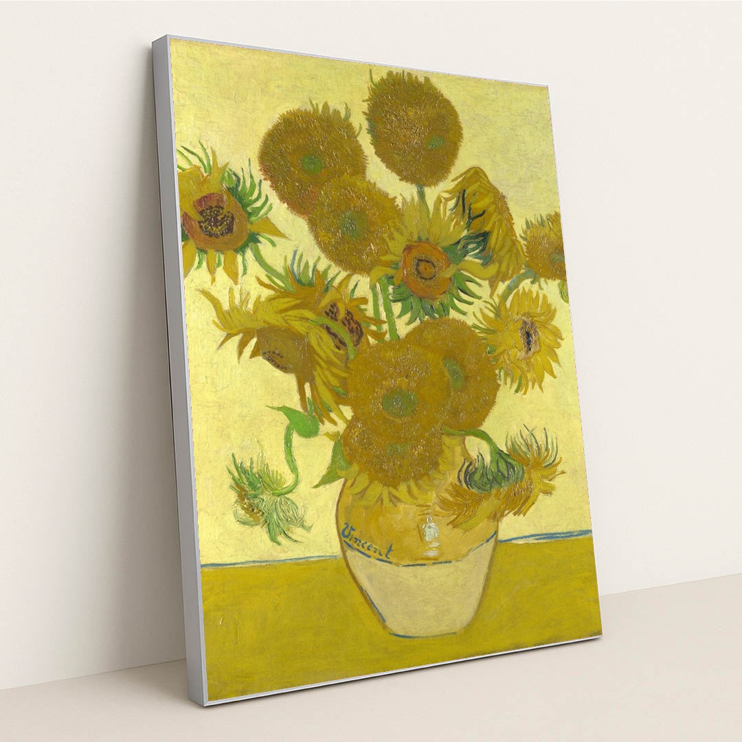 Sunflowers (fourth version) by Vincent Van Gogh - Silver Frame Stretchiez