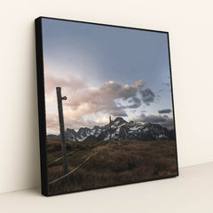 Sunset Over Tyrol's Snowy Mountains by Niklas Jeromin - Black Frame Stretchiez