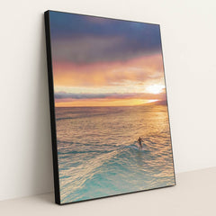 Surfer at Sunset by Jess Loiterton - Black Frame Stretchiez