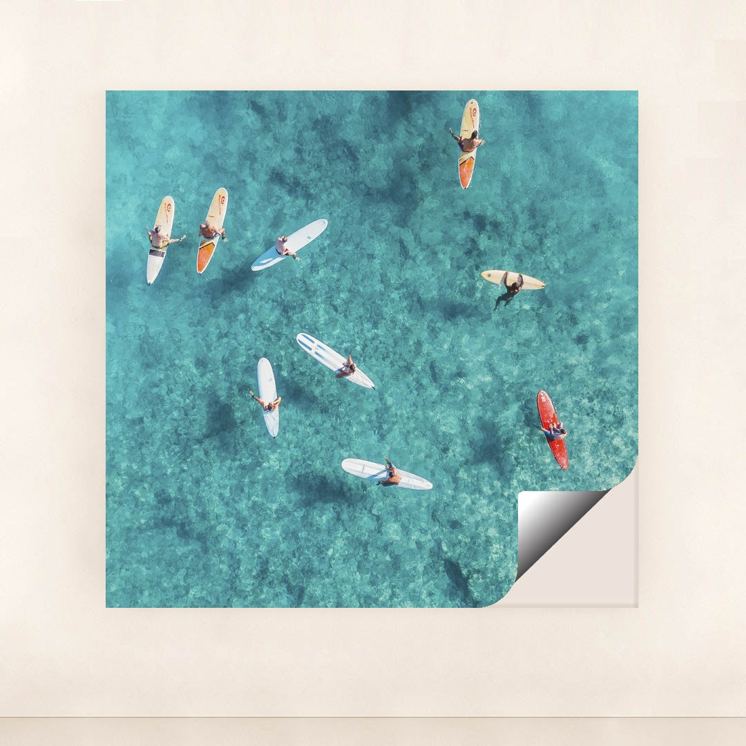 Surfers in Crystal Clear Waters by Jess Loiterton - Peeliez