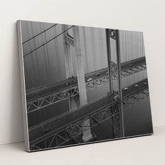 Tacoma Narrows Bridge Aerial View by Josh Hild - Silver Frame Stretchiez