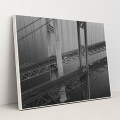 Tacoma Narrows Bridge Aerial View by Josh Hild - White Frame Stretchiez