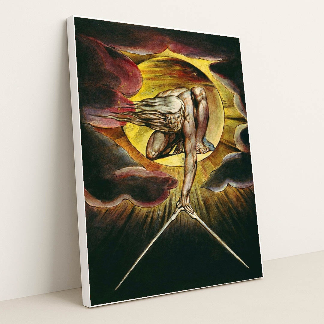 The Ancient of Days by William Blake - White Frame Stretchiez