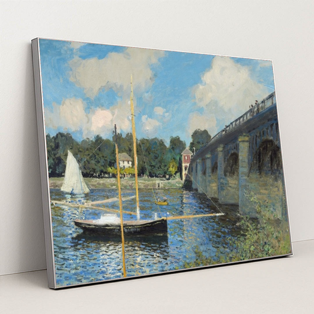 The Bridge at Argenteuil (1874) by Claude Monet - Silver Frame Stretchiez