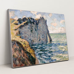 The Cliff of Aval, Etrétat (1885) by Claude Monet - Silver Frame Stretchiez
