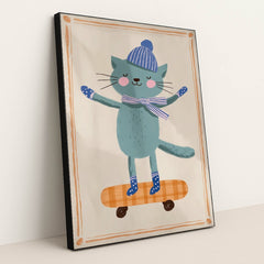 The Coolest Cat on Wheels by Melissa King - Black Frame Stretchiez