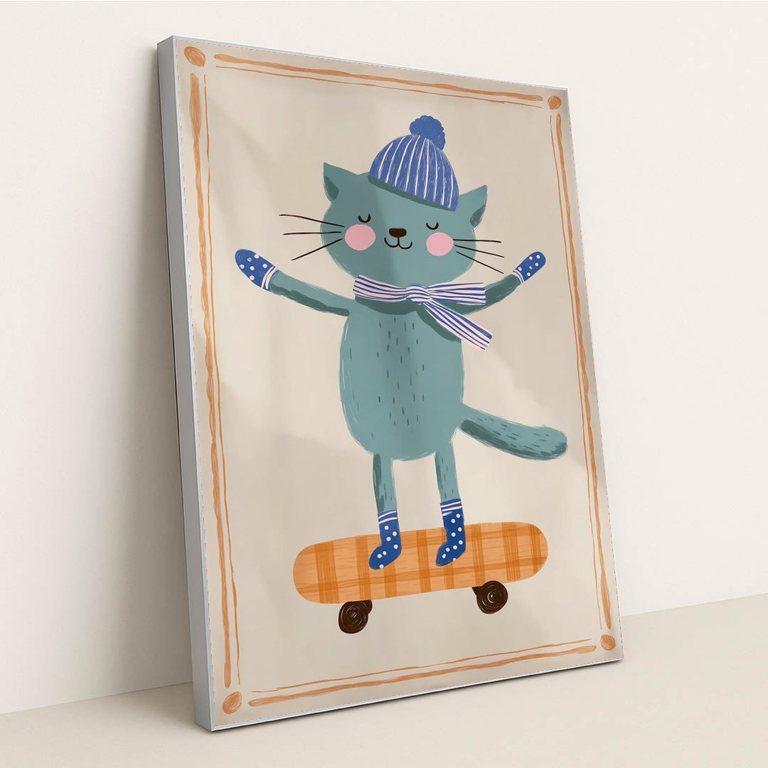 The Coolest Cat on Wheels by Melissa King - Silver Frame Stretchiez