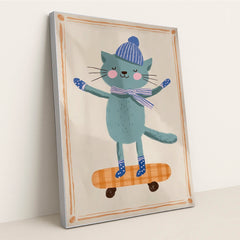 The Coolest Cat on Wheels by Melissa King - Silver Frame Stretchiez