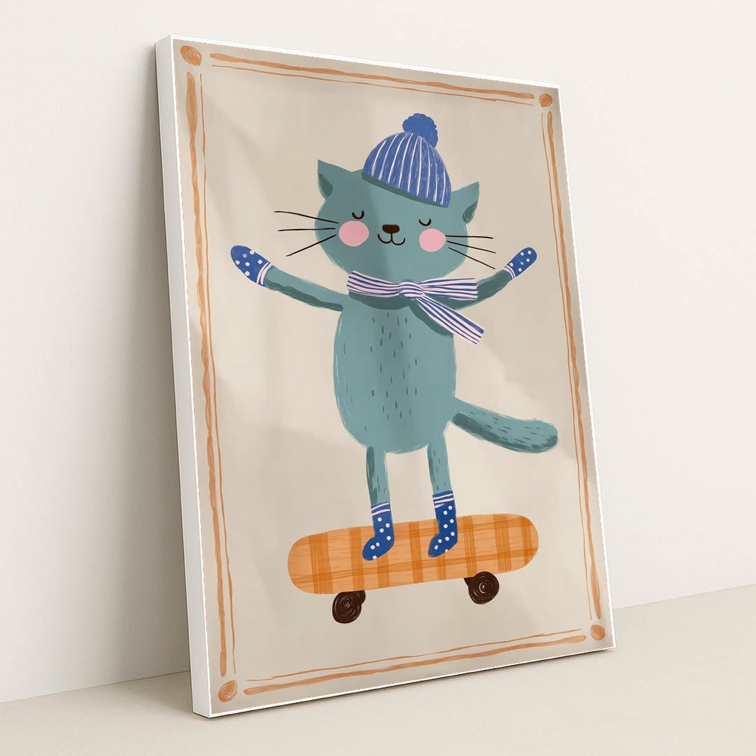 The Coolest Cat on Wheels by Melissa King - White Frame Stretchiez