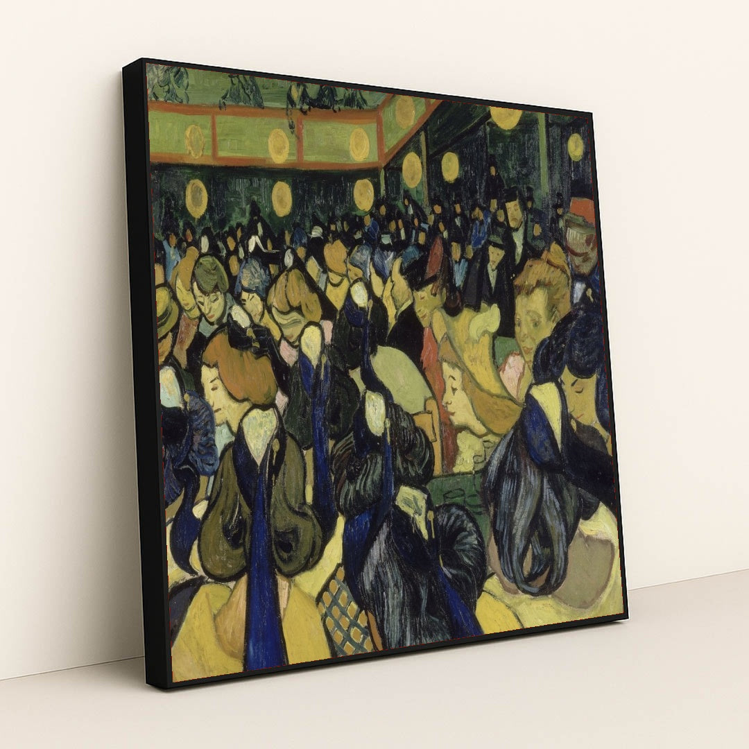 The Dance Hall In Arles (1888) by Vincent van Gogh - Black Frame Stretchiez