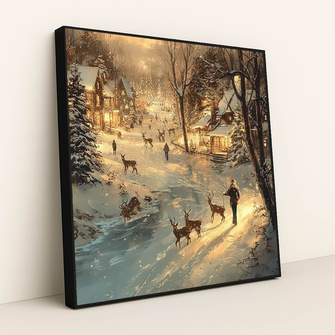 The Evening Watch of the Deer by Wall Gusto™ - Black Frame Stretchiez
