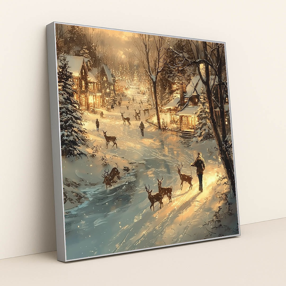 The Evening Watch of the Deer by Wall Gusto™ - Silver Frame Stretchiez