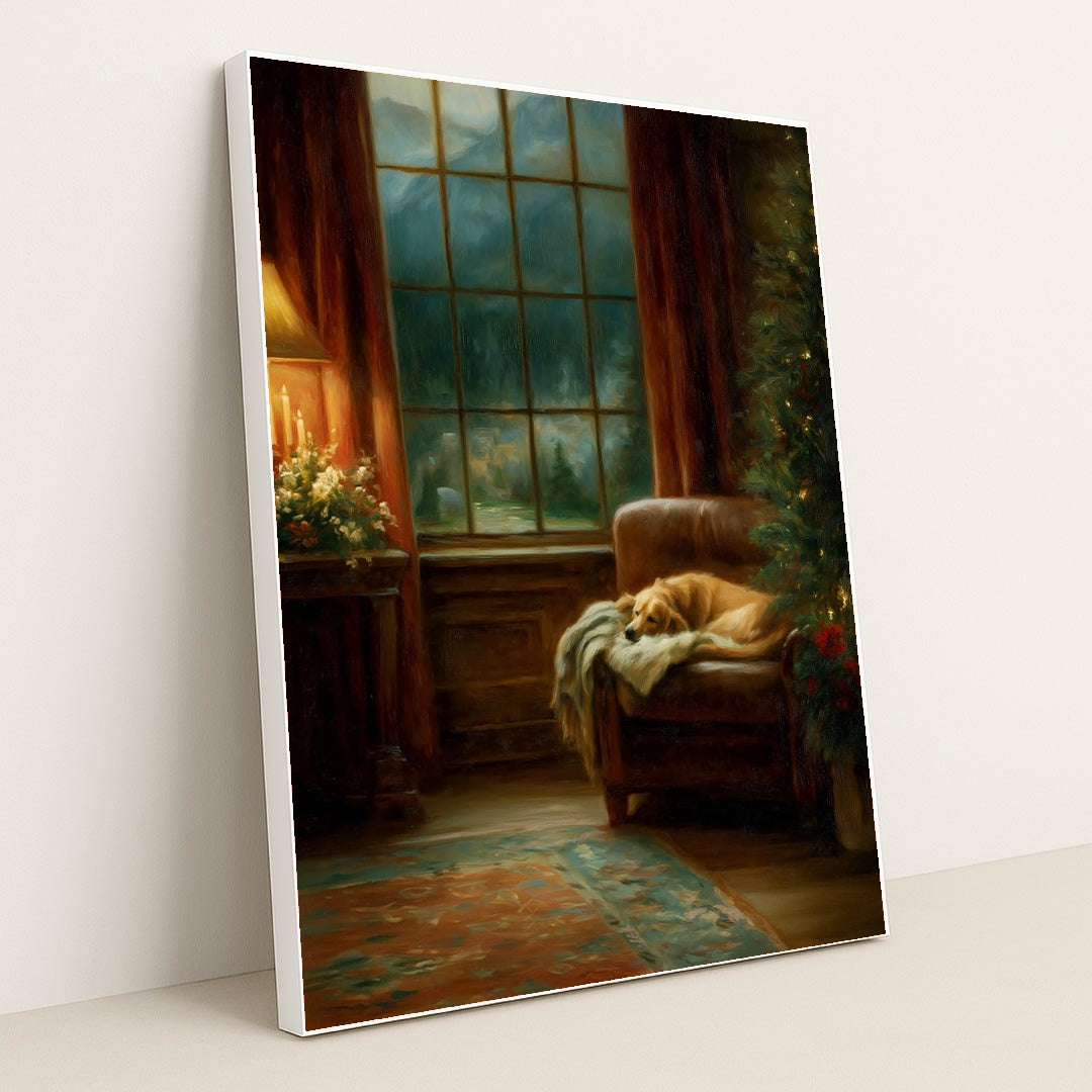 The Fireside Sentinel by James Green - White Frame Stretchiez