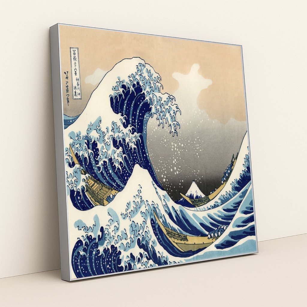 The Great Wave off Kanagawa by Katsushika Hokusai - Silver Frame Stretchiez