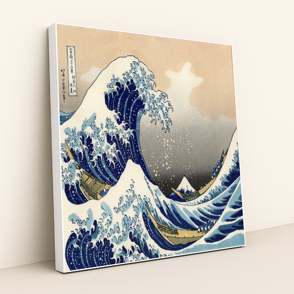 The Great Wave off Kanagawa by Katsushika Hokusai - White Frame Stretchiez