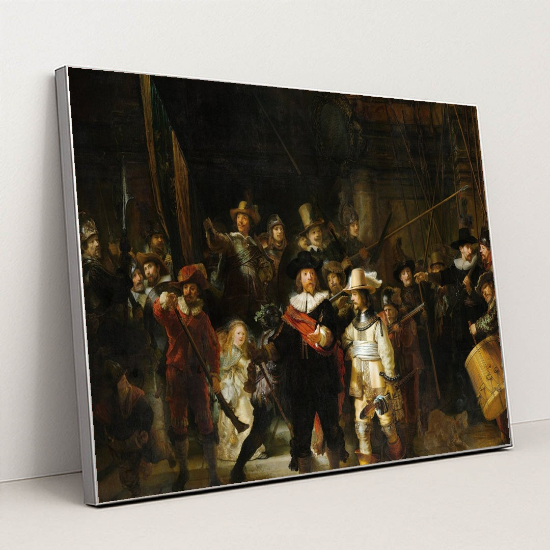 The Night Watch by Rembrandt van Rijn - Silver Frame Stretchiez