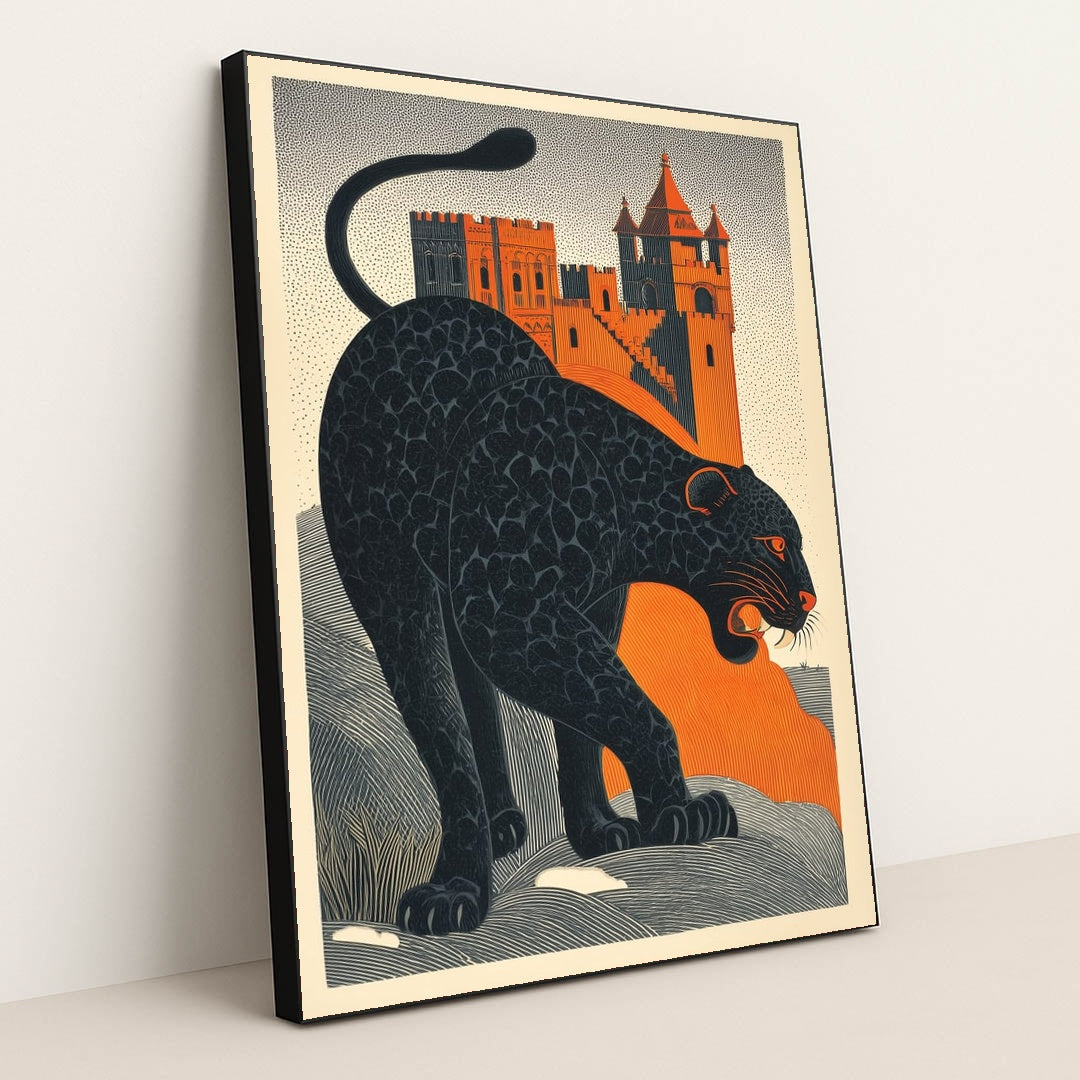 The Panther Below the Spires by CB Designs - Black Frame Stretchiez