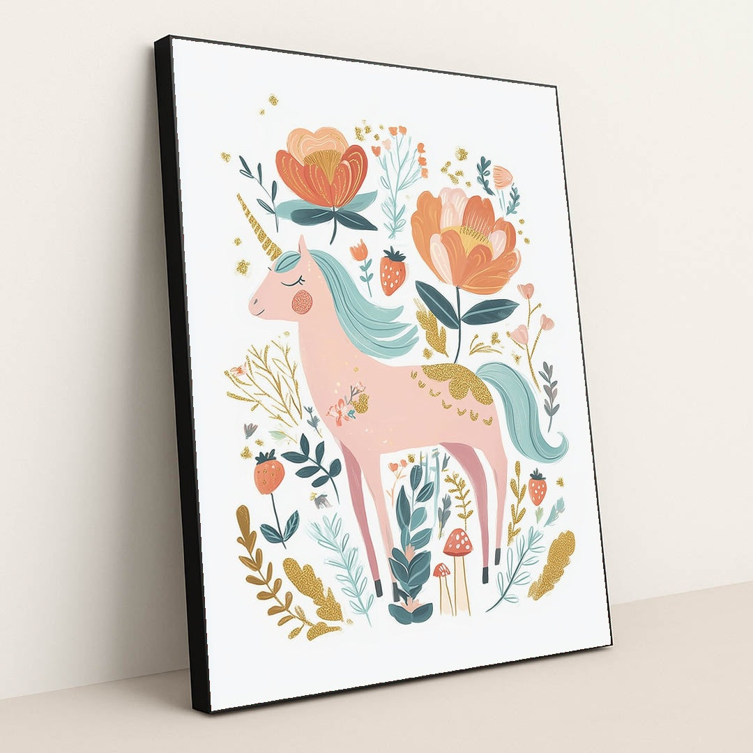 The Peach-Blossom Unicorn by Melissa King - Black Frame Stretchiez