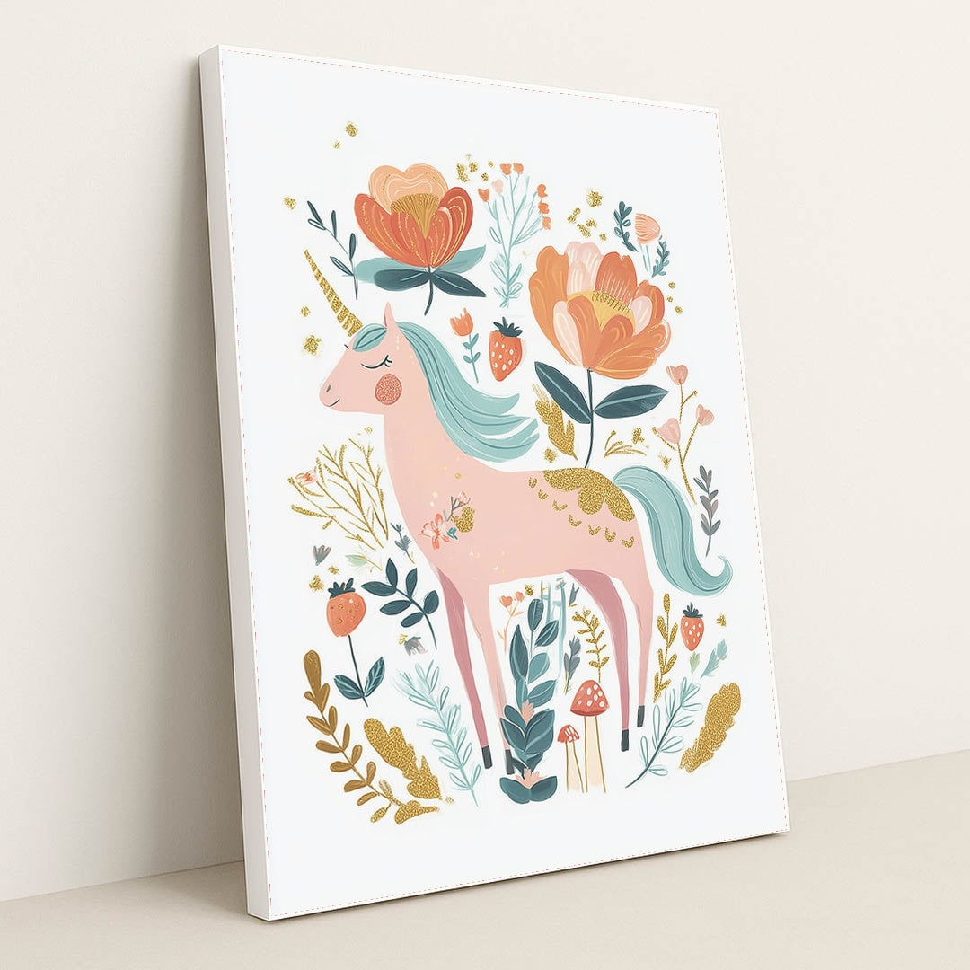 The Peach-Blossom Unicorn by Melissa King - White Frame Stretchiez