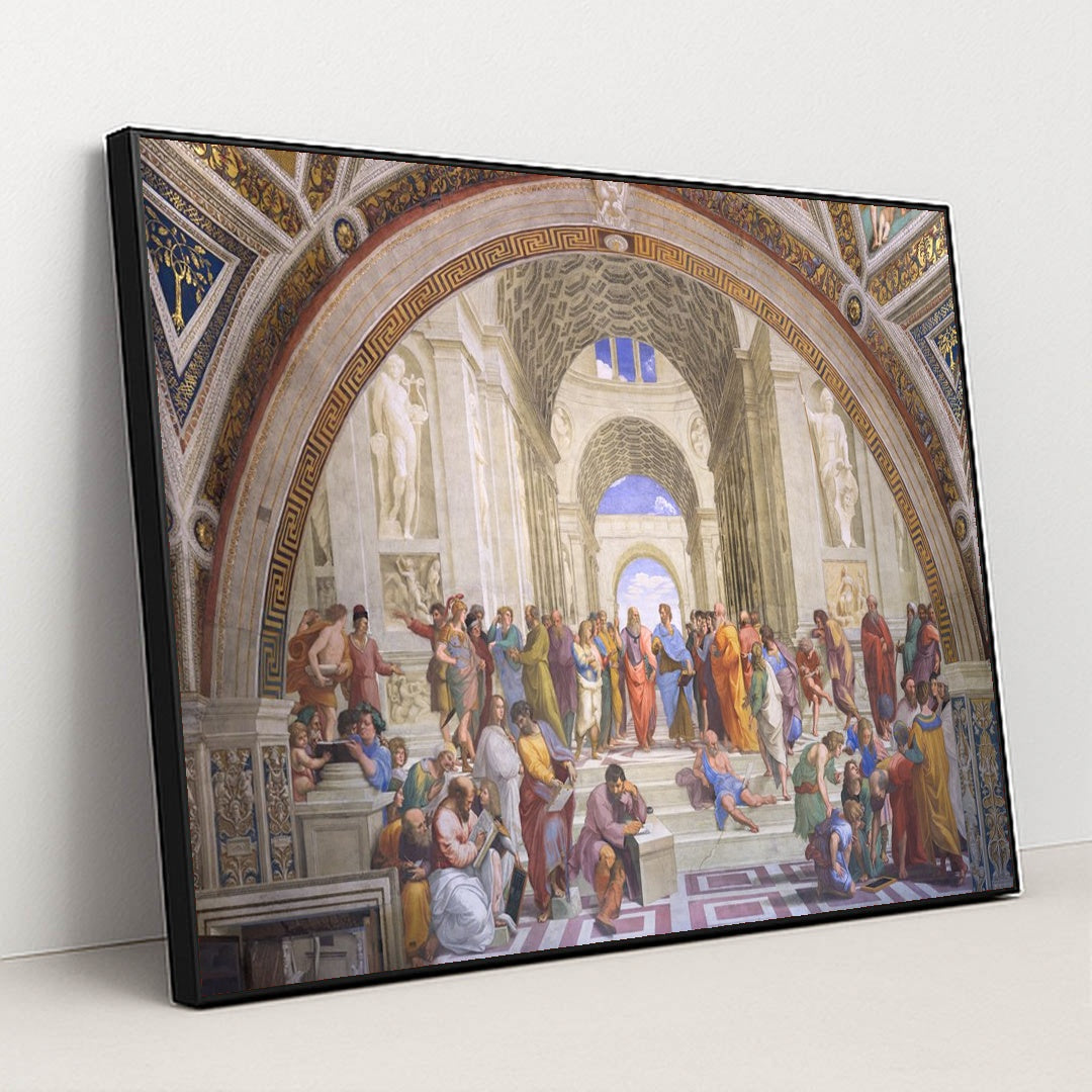The School of Athens by Raffaello Santi - Black Frame Stretchiez