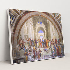 The School of Athens by Raffaello Santi - White Frame Stretchiez