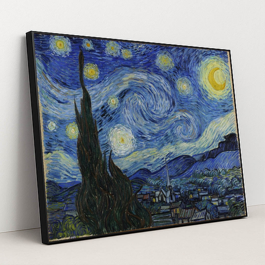 The Starry Night by Vincent Van Gogh - Black Frame Stretchiez