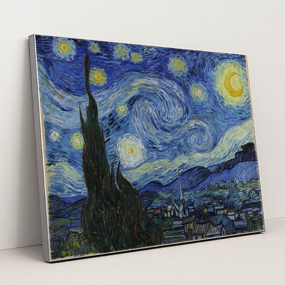The Starry Night by Vincent Van Gogh - Silver Frame Stretchiez