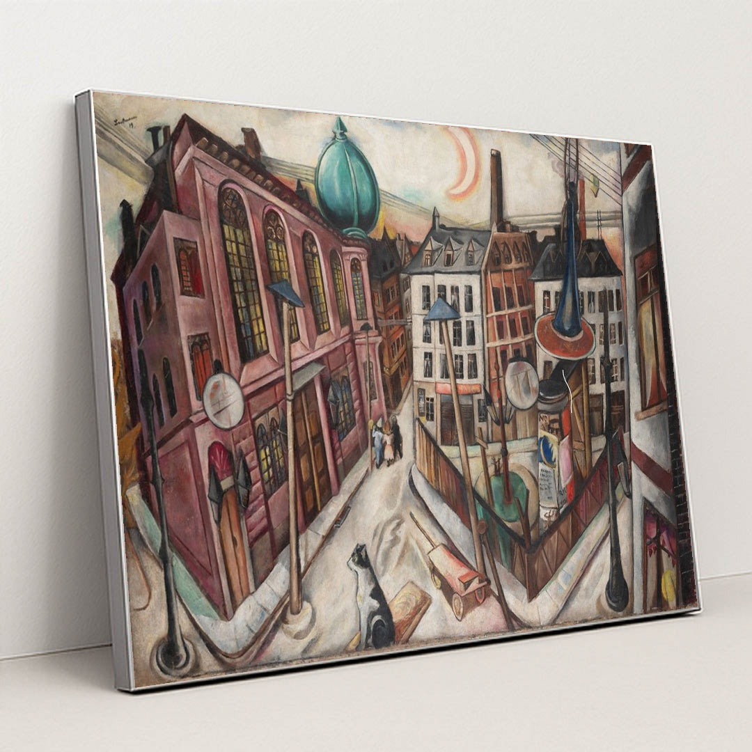 The Synagogue in Frankfurt am Main (1919) by Max Beckmann - Silver Frame Stretchiez