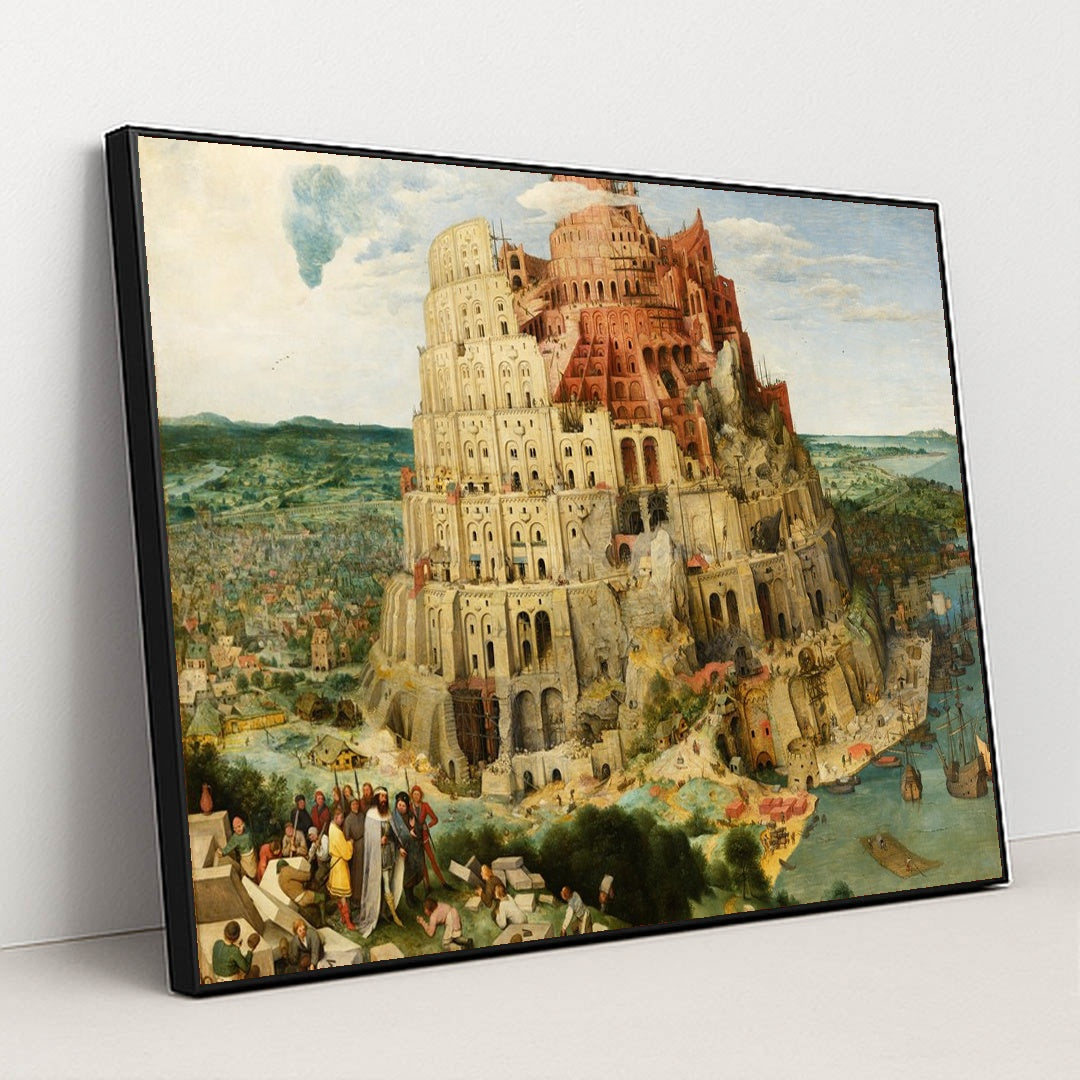 The Tower of Babel by Pieter Bruegel the Elder - Black Frame Stretchiez