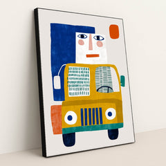 The Traveler in the Yellow Truck by Anna Stone - Black Frame Stretchiez