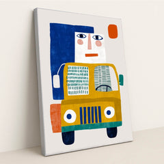 The Traveler in the Yellow Truck by Anna Stone - Silver Frame Stretchiez