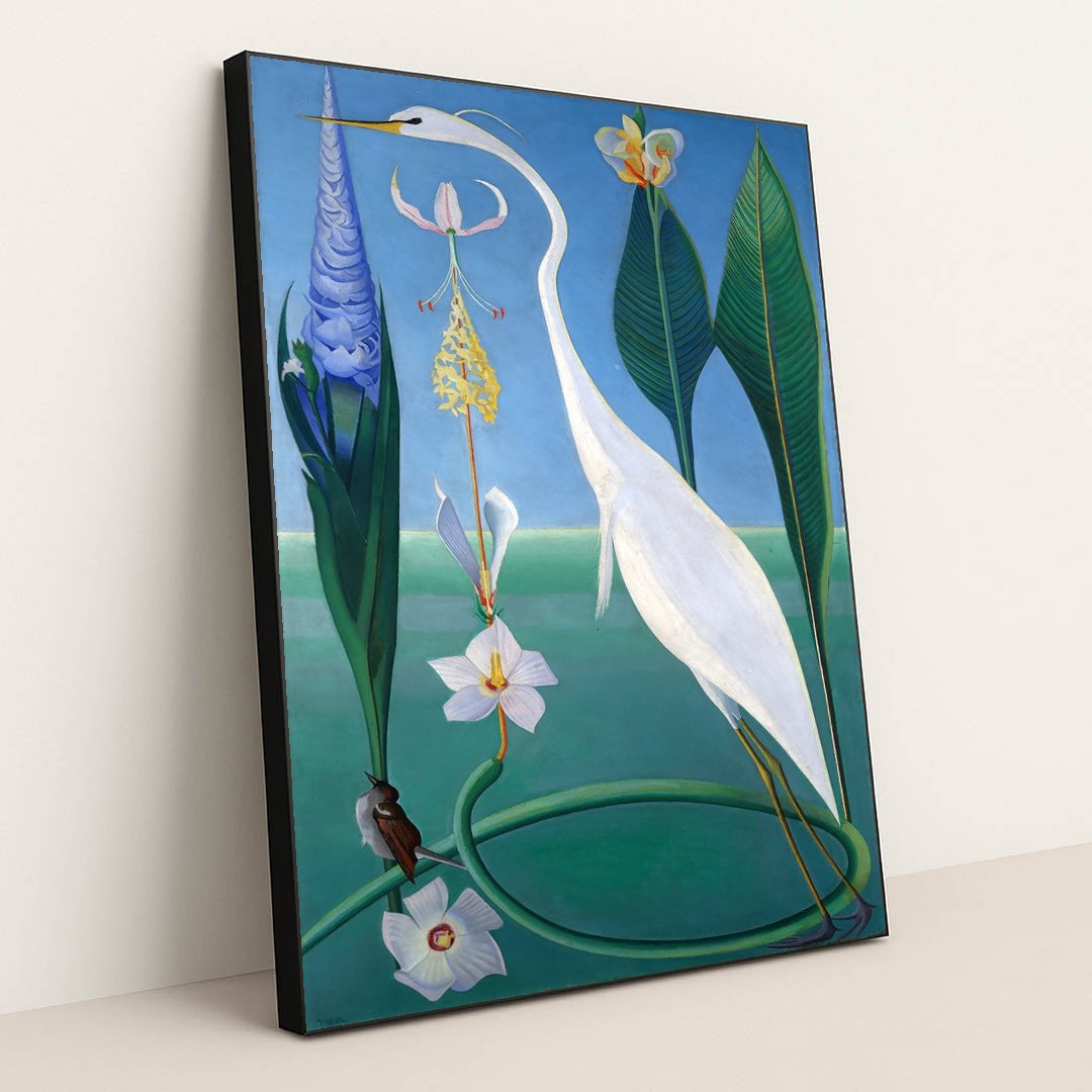 The white-frame Heron (1918–20) by Joseph Stella - Black Frame Stretchiez