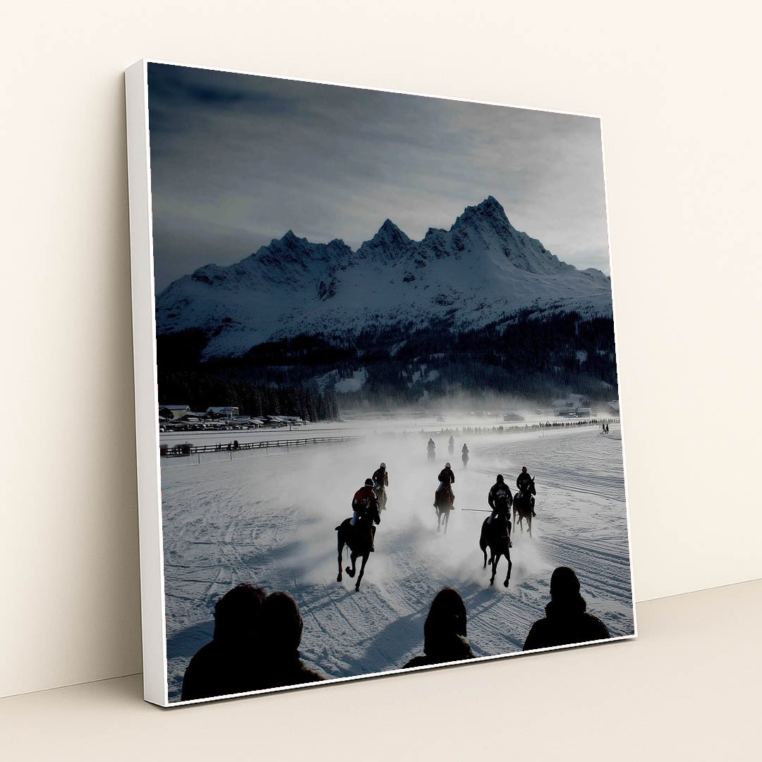 Thunder on the White Turf by Jessica A - White Frame Stretchiez