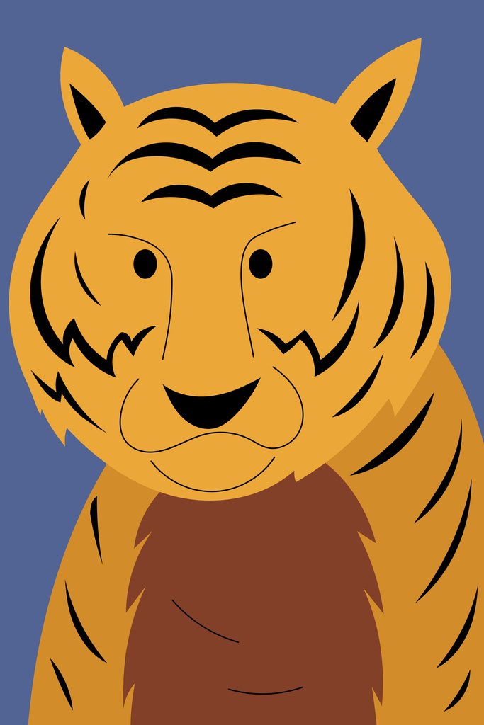 Vibrant Tiger on Blue Canvas by Wildan Kurniawan