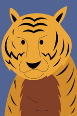 Vibrant Tiger on Blue Canvas by Wildan Kurniawan