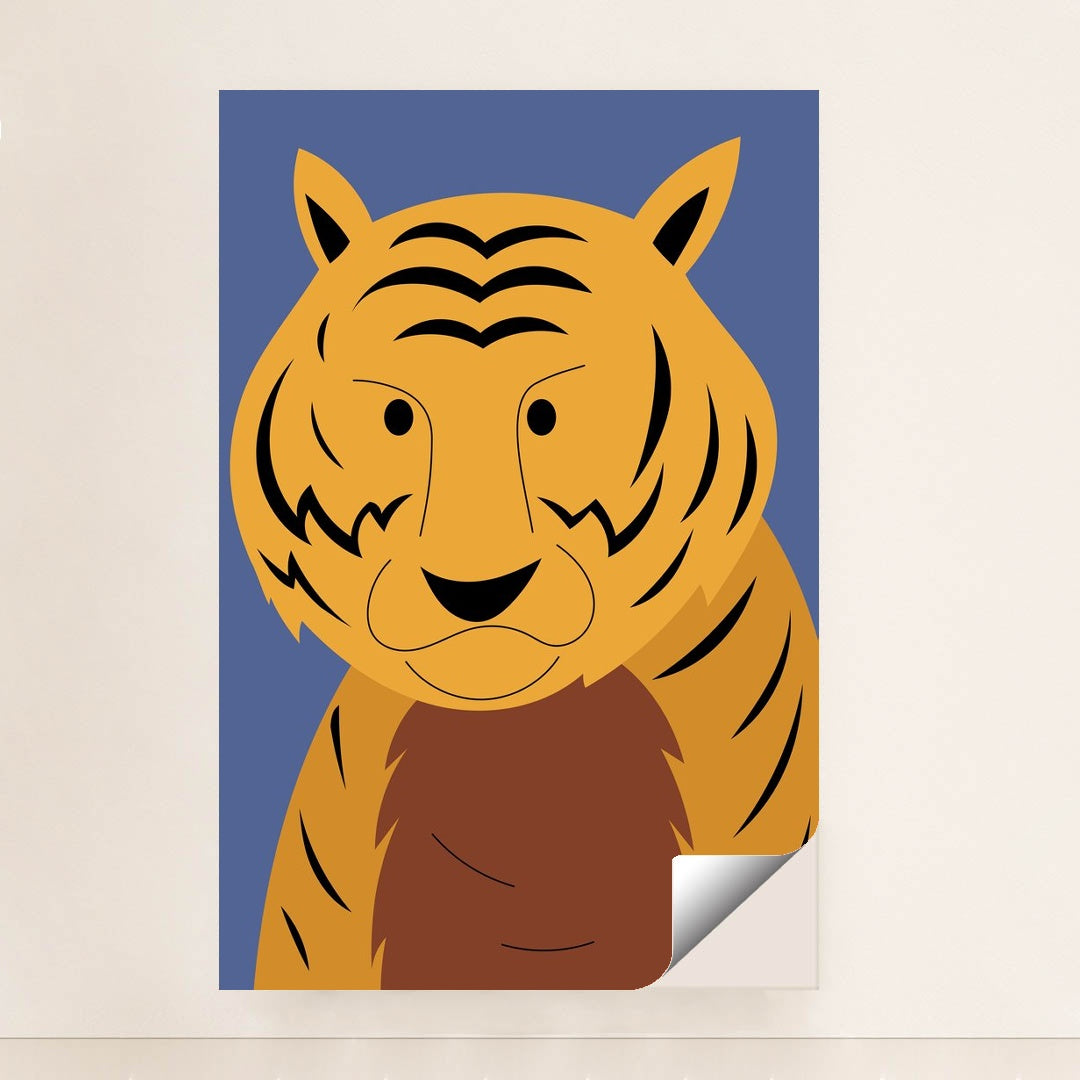 Vibrant Tiger on Blue Canvas by Wildan Kurniawan - Peeliez
