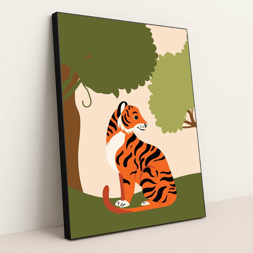 Majestic Tiger in Forest by Silverfork Studio - Black Frame Stretchiez