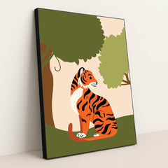 Majestic Tiger in Forest by Silverfork Studio - Black Frame Stretchiez